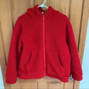 Fabletics Jackets | Red Fleece Zip Up